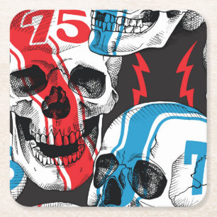 Racer Skull: Vintage Nahtlose Rebellion. Rechteckiger Pappuntersetzer