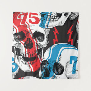 Racer Skull: Vintage Nahtlose Rebellion. Wandteppich