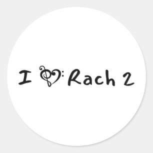 Rach 2 Minimalist Black Text Klassische Musik Runder Aufkleber