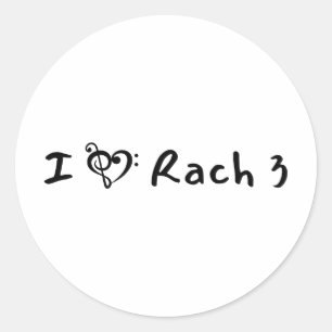 Rach 3 Minimalist Black Text Klassische Musik Runder Aufkleber
