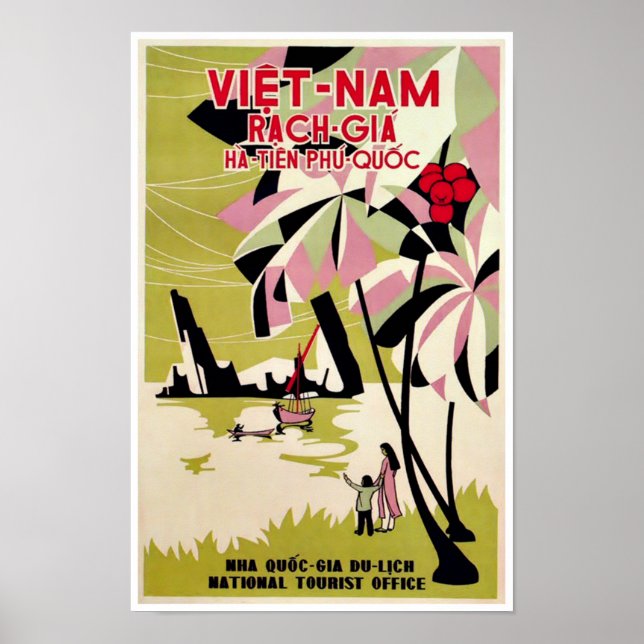 Rach Gia Vietnam Vintag Art Deco Reiseplaner Poster (Vorne)