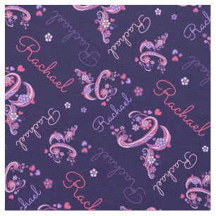Rachael Letter R-Monogramm-Blume Stoff
