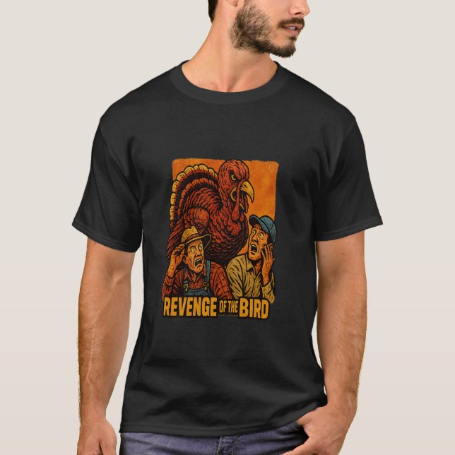 Rache des Vogel Retro Halloween T-Shirt (Vorderseite)