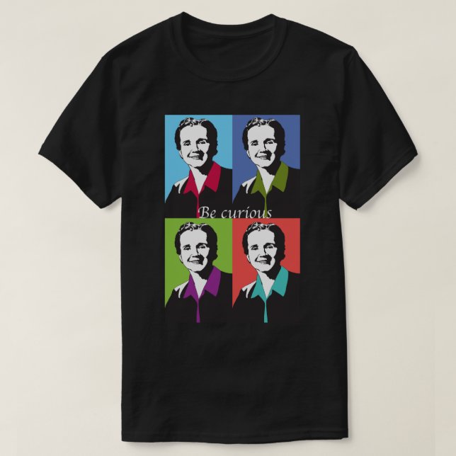 Rachel Carson - neugieriger Sticker T-Shirt (Design vorne)