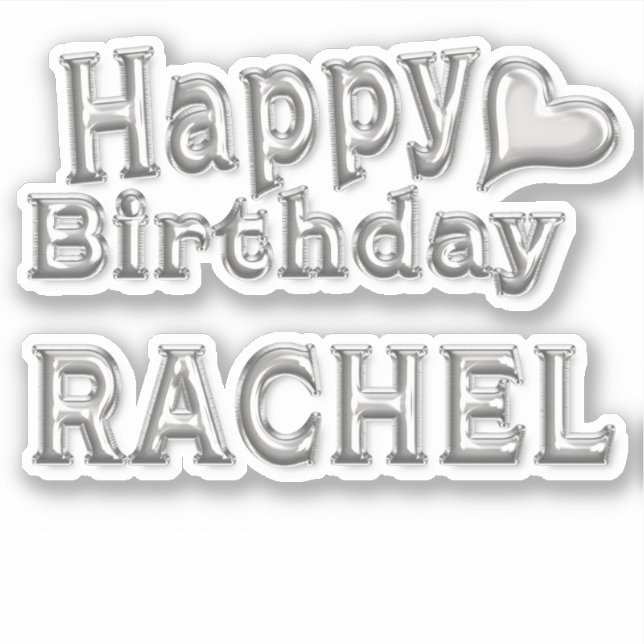 Rachel Happy Birthday silver Aufkleber Sticker (Vorderseite)