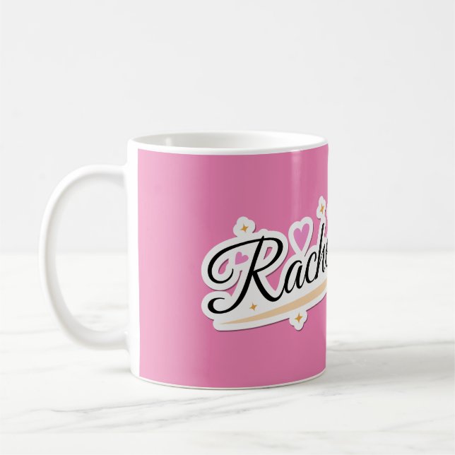 Rachel-Name niedliches Design Kaffeetasse (Links)