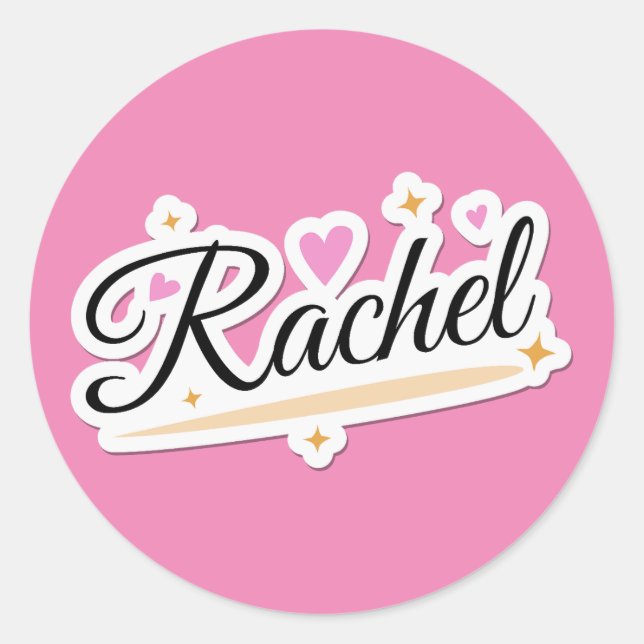 Rachel-Name niedliches Design Runder Aufkleber (Vorderseite)