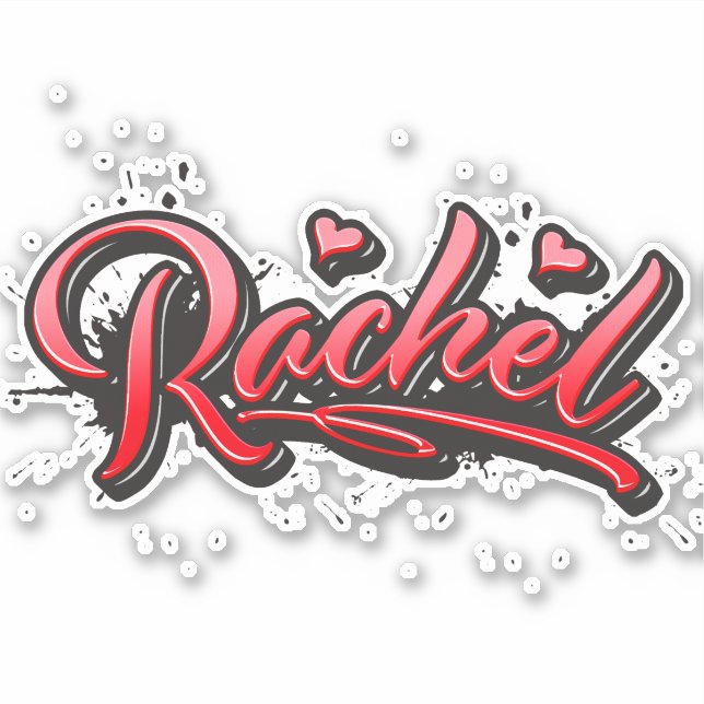Rachel red Heart Graffiti Aufkleber Sticker (Vorderseite)