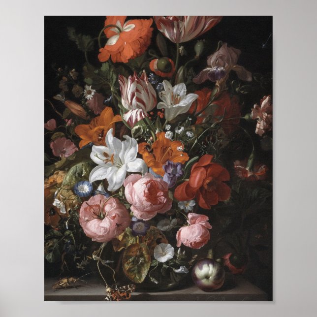 Rachel Ruysch - Blume in einer Glasvase Poster (Vorne)