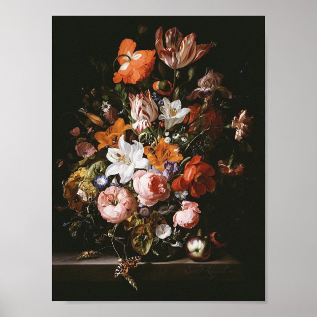 Rachel Ruysch - Blume in einer Glasvase Poster (Vorne)