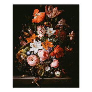 Rachel Ruysch - Blumen in einem Glas Vase1704 Poster