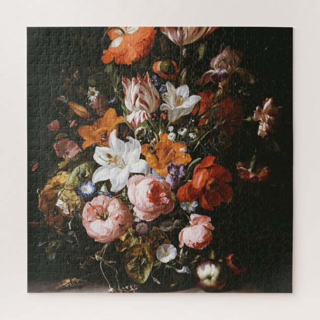 Rachel Ruysch - Blumen in einem Glasvase Puzzle (Vertikal)