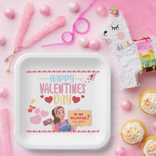 Rachel Themed Valentine's Day Paper Plate Pappteller (Party)