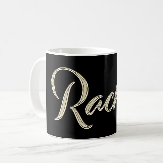 Rachel white gold Handwriting Tasse Kaffeetasse (Vorderseite Links)