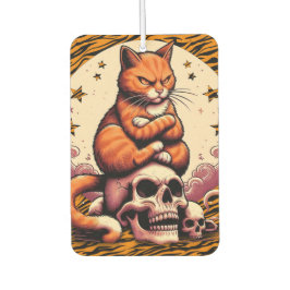 Rachsüchtige orange Katze, Totenköpfe und Mond Autolufterfrischer