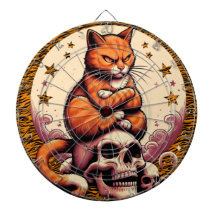Rachsüchtige orange Katze, Totenköpfe und Mond