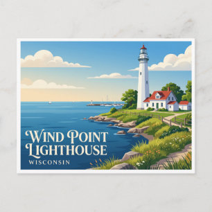 Racine Hafen und Wind Point Leuchtturm Wisconsin Postkarte