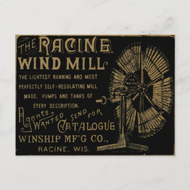 Racine Wind Mill Racine Wisconsin Postkarte (Vorderseite)