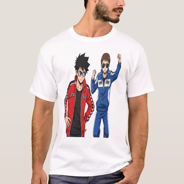 Racing Anime Style T-Shirt - Cool Streetwear  (Vorderseite)
