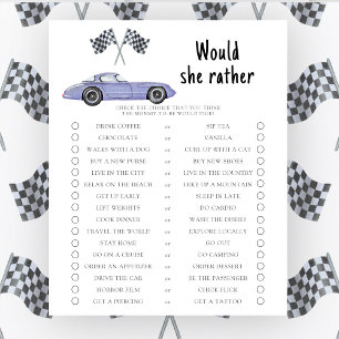 Racing Auto Babydusche Würde sie lieber Spiel