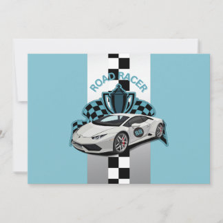 Racing Auto grün, schwarz & weiß Geburtstagseinlad Einladung