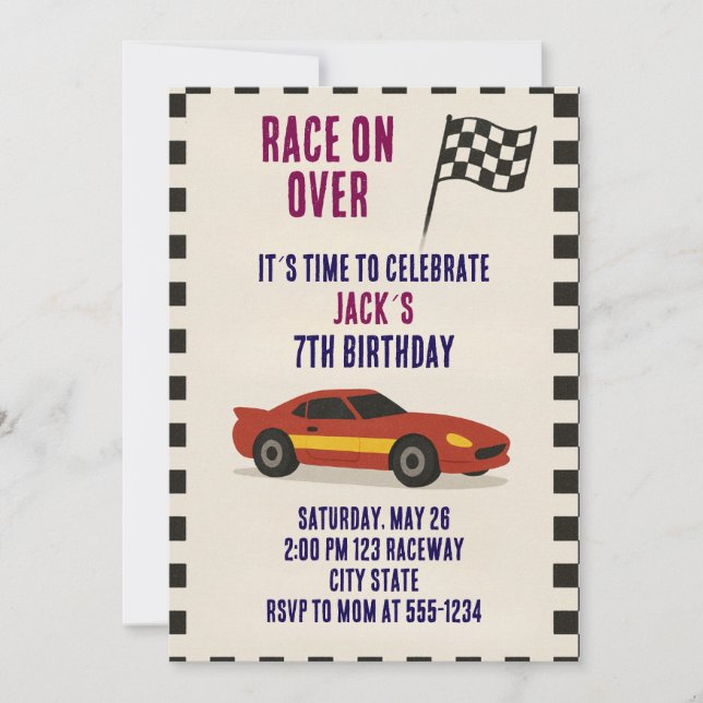 Racing Birthday  Einladung (Vorderseite)