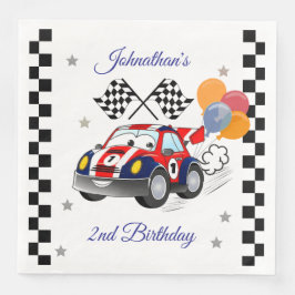 Racing Birthday Party | Race Car & Checked Flag Serviette
