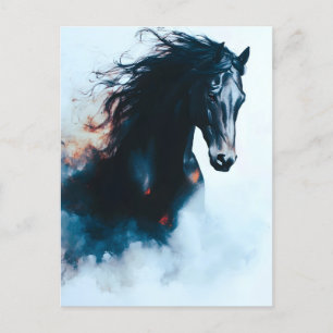 Racing Black Horse Portrait Minimalistisch Feiertagspostkarte