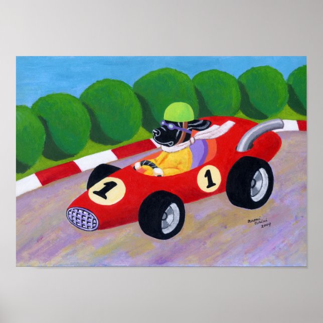 Racing Black Labrador Artwork Poster (Vorne)