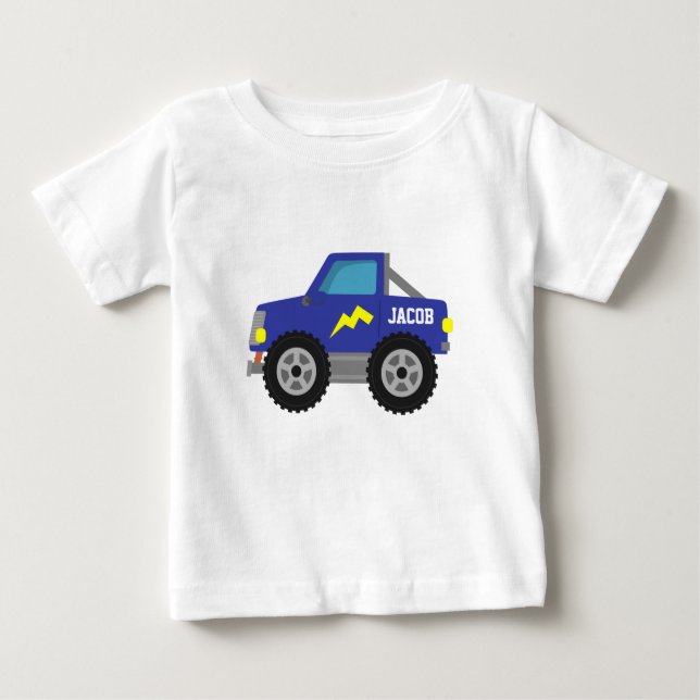 Racing Blue Monster Truck für Baby Boys Baby T-shirt (Vorderseite)