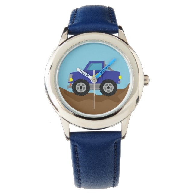 Racing Blue Monster Truck für Jungen Armbanduhr (Vorderseite)