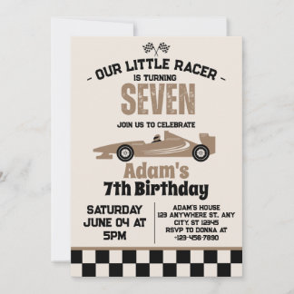 Racing Car Boy 7. Geburtstagsparty Einladung