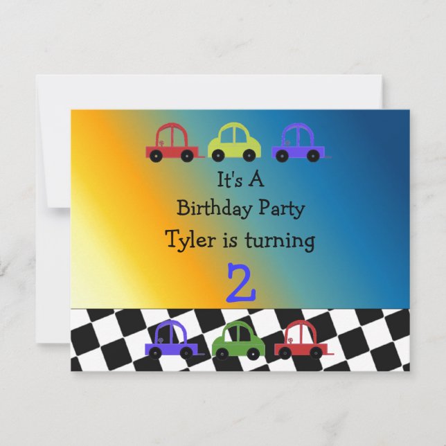Racing Car Checkered Border Birthday Einladung (Vorderseite)