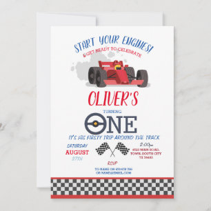 Racing Car Driver One First Trip Track Geburtstag Einladung