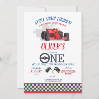 Racing Car Driver One First Trip Track Geburtstag Einladung