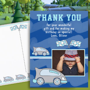 Racing Car Flag Foto Geburtstag Vielen Dank Postkarte