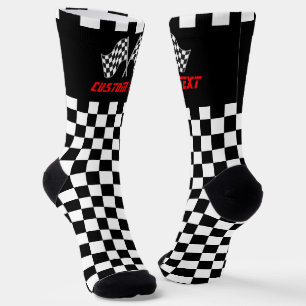 Racing Car Flags (schwarz und weiß) Socken