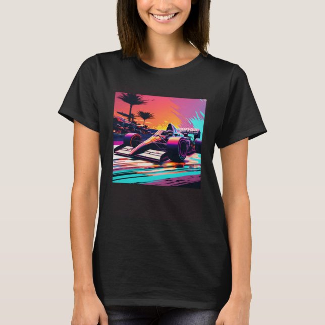 Racing Car for Mechanic Sports fan Retro Sunset T-Shirt (Vorderseite)