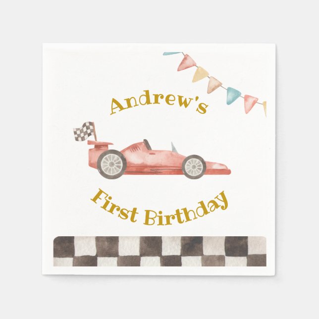 Racing Car Party Paper Napkin Serviette (Vorderseite)