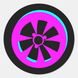 Racing Car Rim Neon Pink Black Car Runder Aufkleber