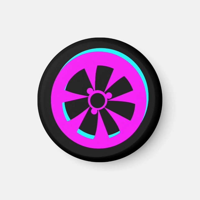 Racing Car Rim Neon Pink Black Magnet (Vorne)