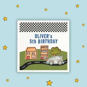 Racing Car Road House Individuelle Name Geburtstag Serviette