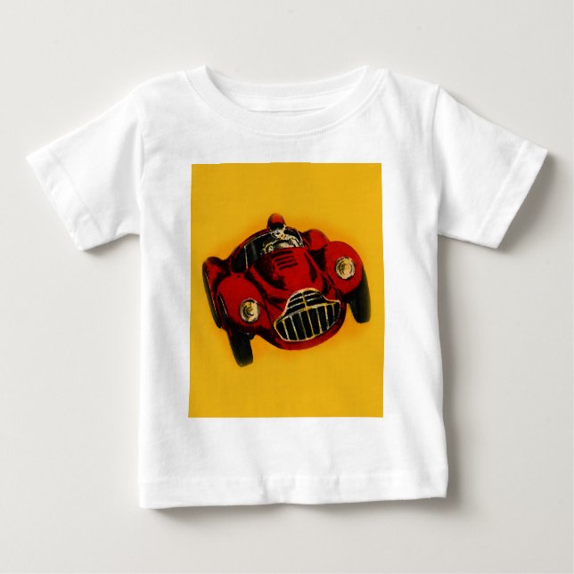 Racing Car Rot Gelb Altes Auto Baby T-shirt (Vorderseite)