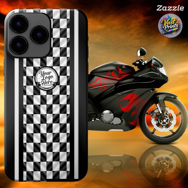 Racing Checkered Black White Sport Logo Case-Mate iPhone Hülle (Racing Checkered Black White Sport Logo Case-Mate iPhone Case)