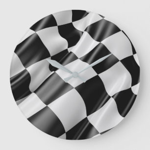Racing Checkered Flag Finish LIne Große Wanduhr