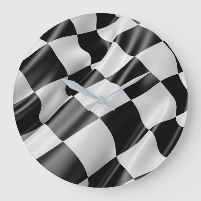 Racing Checkered Flag Finish LIne Große Wanduhr (Vorderseite)