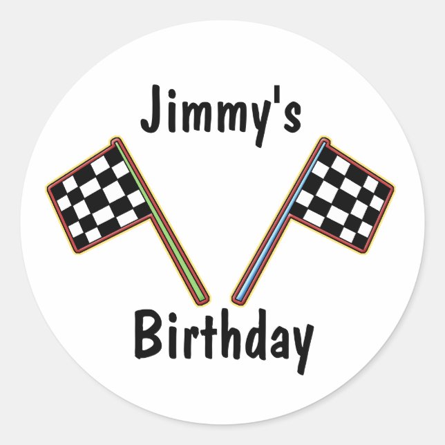 Racing Checkered Flags Birthday Sticker (Vorderseite)