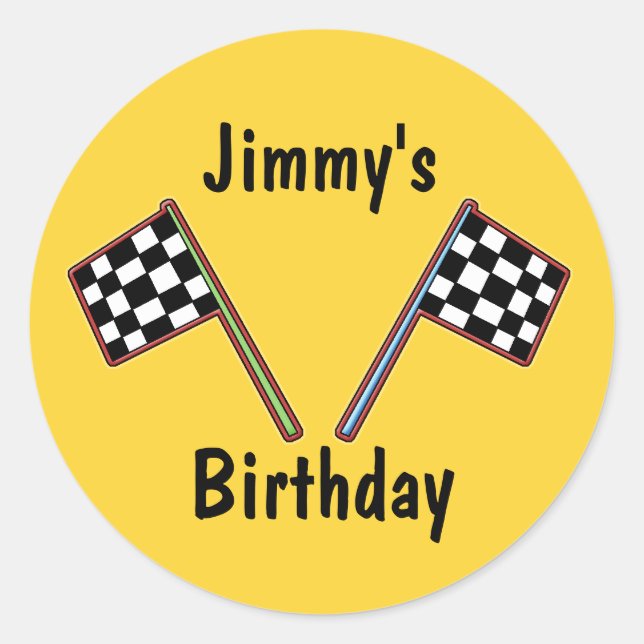 Racing Checkered Flags Birthday Sticker (Vorderseite)