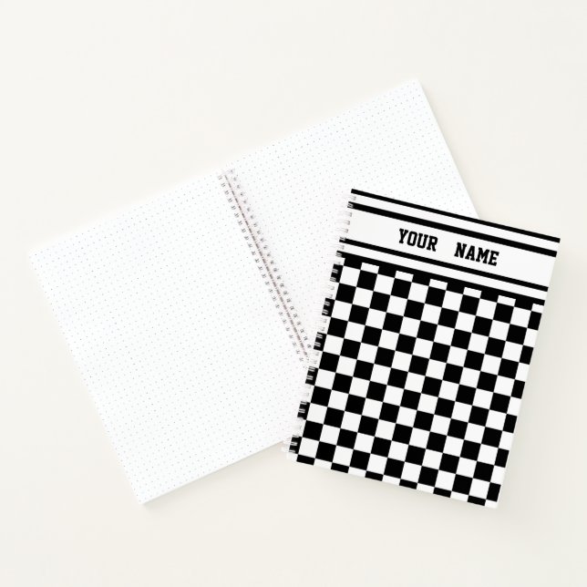 Racing Checkered Sieger Flag Schwarz-Weiß Notizbuch (Innenseite)