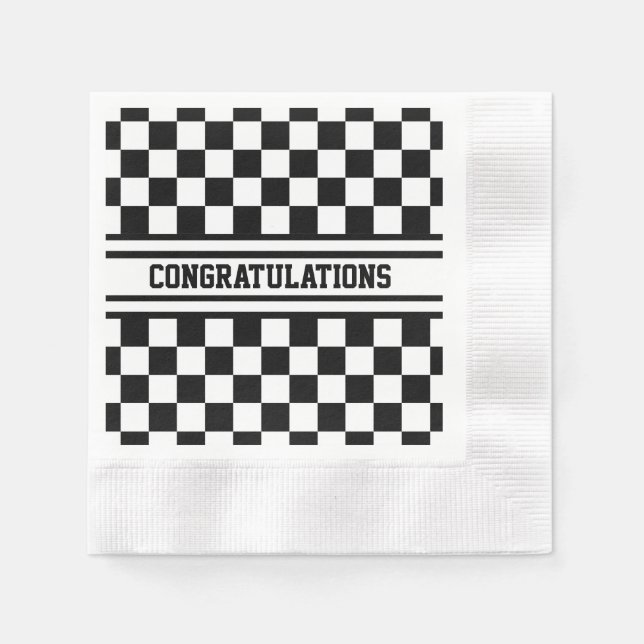 Racing Checkered Sieger Flag Schwarz-Weiß Serviette (Vorderseite)